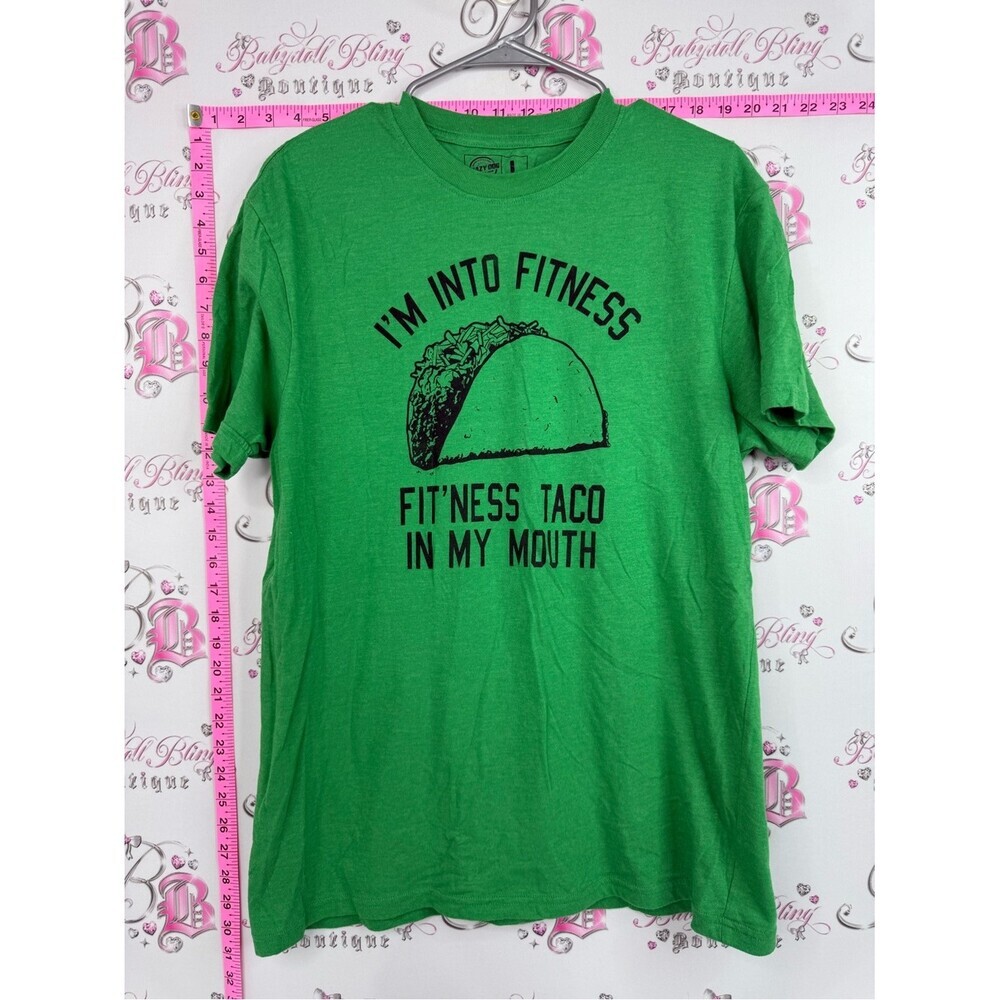 Crazy Dog T-Shirts Green "I'm Into Fitness" Taco Graphic Tee